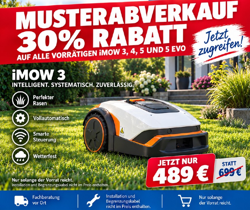 30 % Rabatt Stihl Mähroboter Musterabverkauf